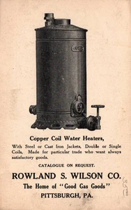 Pittsfield Pa. Copper Coil Water Heaters Rowland Wilson Vintage Trade Card - Picture 1 of 2