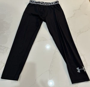 Under Armour Fitted Compression Tights Black Youth Large Heatgear - Picture 1 of 10