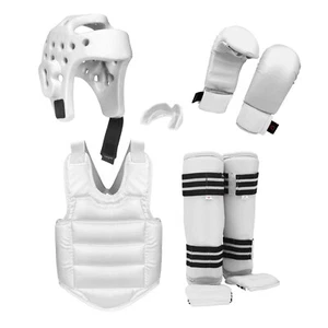 Estilo WKF Guantes Cabeza de Engranaje Blanco Espina y Empenque Guarda el Pecho Juego de Lucha de Karate - Imagen 1 de 7