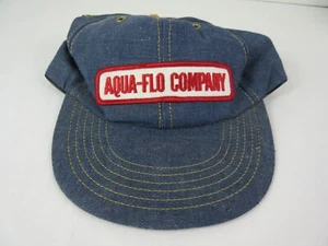 Vintage Aqua-Flo Company Denim Snapback Patch Hat Distressed - Picture 1 of 11