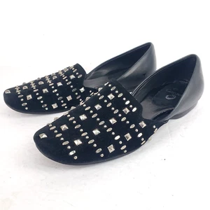 CALLEEN CORDERO  Women's leather studded Black flats Loafer shoes Size 8.5 - Picture 1 of 14