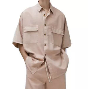 Zara Shirt Relaxed Fit Textured Linen Cotton Critical Thinker SS Men Sz S NWT  - Picture 1 of 9