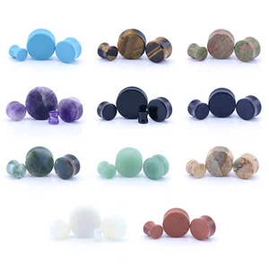 STONE Ear Plug Semi Precious Stretcher Tunnel Saddle Earlet Taper - Picture 1 of 18