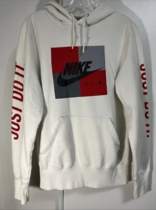 Nike Air Just Do It Hoodie Pullover Logo Spell Out White Red Swoosh Mens Small - Bild 1 von 9