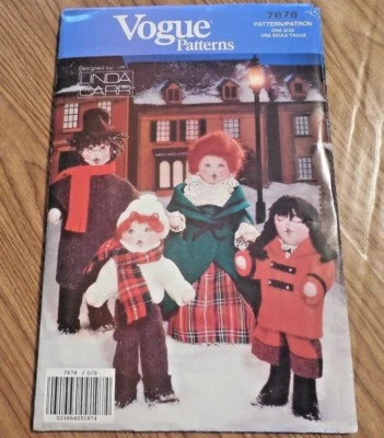 NEW Vogue Linda Carr Craft Pattern 7878 Christmas Carollers 8" 12"  w Clothing - Image 1 of 3