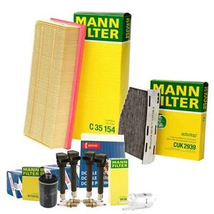 Mann Filter Bosch 4 Coil Denso 4 DoublePlatinum SparkPlug TuneUp Kit For Audi VW - Picture 1 of 1