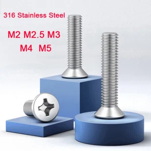 316 Stainless Steel Cross Countersunk Flat Head Machine Screws M2 M2.5 M3 M4 M5 - Picture 1 of 5