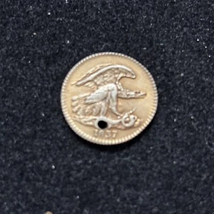 MONEDA DE 1C FEUCHTWANGER 1837 CON AGUJERO - MARCADA 10 CÉNTIMOS MÁS DE 1 CÉNTIMO ELECCIÓN SIN CIRCULAR - Imagen 1 de 4