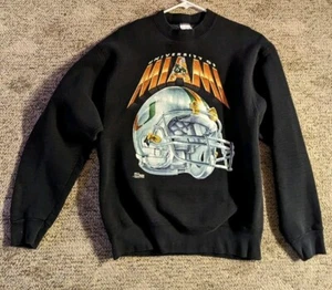 VIntage Miami Hurricanes Sweatshirt Mens Large U Helmet Football 90s Salem - Picture 1 of 6