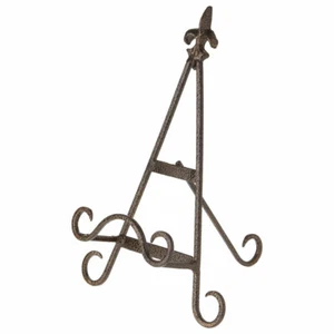 Bard's Antique Gold-Toned Wrought Iron Fleur de Lis Plate Easel - Picture 1 of 1