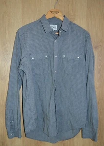 Reiss Grey Check Long Sleeve Pearl Snap Closure Shirt - Size Large L - Picture 1 of 5