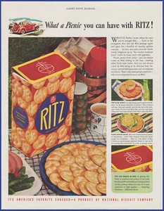 Vintage 1940 RITZ Crackers Nabisco Kitchen Art Décor Food Ephemera 40's Print Ad - Picture 1 of 1