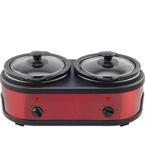 Courant 3.2-Quart Double Slow Cooker (1.6-Qt each) High Low Warm Settings - Picture 1 of 6