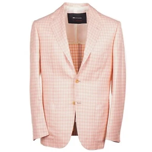 Kiton Napoli Peach Tonal Check Cashmere-Silk-Linen Sport Coat 36R (Eu 46) NWT - Picture 1 of 11