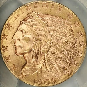 1909 $5 Indian Half Eagle PCGS MS64 - Picture 1 of 3