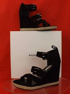NUEVO EN CAJA SANDALIAS BALENCIAGA NEGRA CON HEBILLA AL TOBILLO CORREA ALPARGATA CUÑA 40 $620 - Imagen 1 de 12