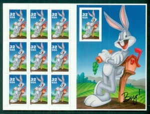 US #3138, 3¢ Bugs Bunny, Pane of 10 w/imperf single, NH, VF - Picture 1 of 1