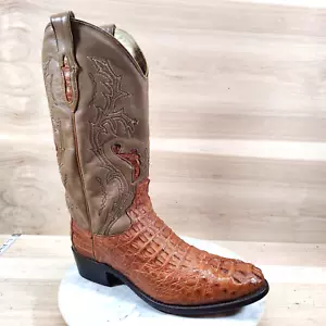 De Colección Dan Post Botas de Vaquero Caimán Exóticas Para Hombres 9 D Marrón Tostado Incrustación de Coñac Western - Imagen 1 de 12