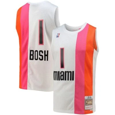 CHRIS BOSH 2011-12 Miami FLORIDIAN Heat Mitchell & Ness White SWINGMAN Jersey - Image 1 of 3