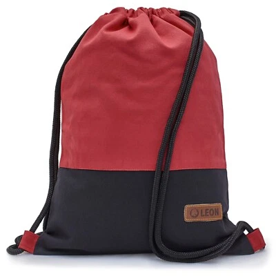 Leon By Bers Premium Turnbeutel Rucksack 35x45cm "ROT STOFF SCHWARZ" - Bild 1 von 4