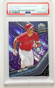 2023 Topps Chrome Black Mike Trout Purple Refractor #100 /150 PSA 9 Mint Angels - Picture 1 of 2