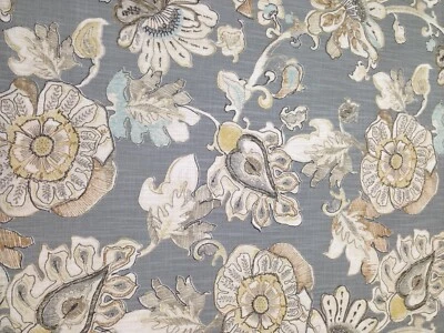 RICHLOOM ALMADA GRANITE LARGE FLORAL LINEN LIKE MULTIPURPOSE FABRIC BY YARD 54"W - Image 1 of 4