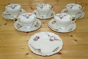 Edelstein 15620 (5) Footed Cups, 2 1/4" & (6) Saucers, 6"
