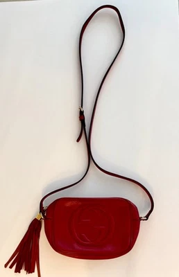 Gucci Soho Disco Crossbody Dark Red Shoulder Bag Pebbled Leather Very Loved! - Image 1 of 4