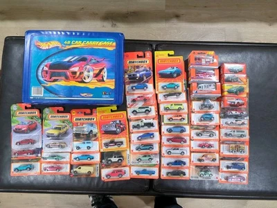 Vintage Hot Wheels 48 Car Carry Case with 48 New Sealed Matchbox Lot Of Cars - Image 1 of 4