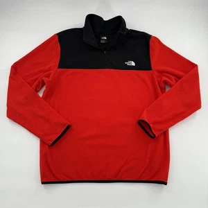 North Face Pullover Mens Large Red Black Fleece Quarter Zip Outdoor Jacket - Picture 1 of 9