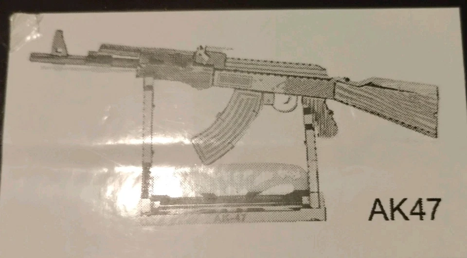 Quebra-cabeça arte metal 3D AK 47 modelo colecionável novo em folha 4,33 X 2,29 - Imagem 1 de 3