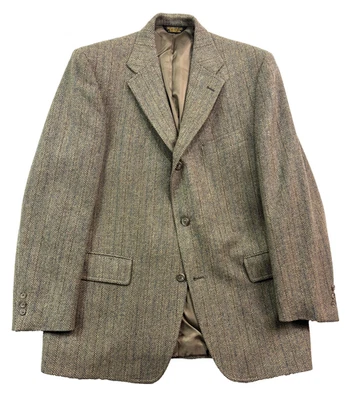 Chaqueta Blazer Abrigo De Colección J PRESS 43L 44L Marrón Espiga Tweed EE. UU. Foto 1 de 4