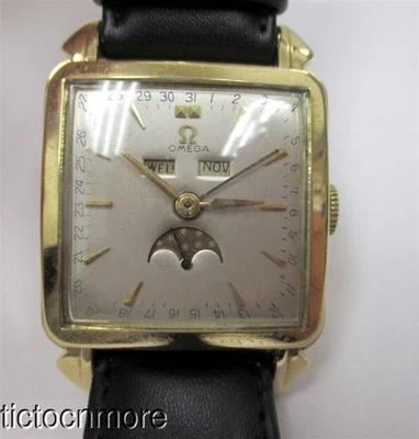 RELOJ PULSERA OMEGA CALENDARIO CÓSMICO FASE LUNAR 381 ORO 14K VINTAGE PARA HOMBRE 3944 Foto 1 de 4