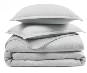 Sky Struktur Matelasse Kollektion Queen Bettbezug & Shams Set Grau - Bild 1 von 5