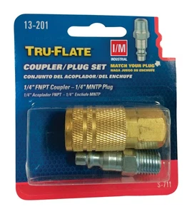 Tru-Flate 13201 Air Coupler and Nipple Plug Set 1/4 Male x 1/4 Female in. - Picture 1 of 2