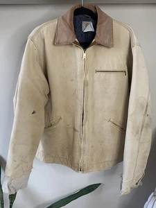 Vintage 80s/90s Carhartt Blanket Lined Detroit Jacket Distressed Sun Faded XL - Picture 1 of 24