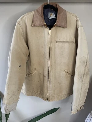 Vintage 80s/90s Carhartt Blanket Lined Detroit Jacket Distressed Sun Faded XL - Image 1 of 4