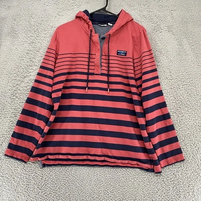 L.L.Bean Rugby Hoodie Womens Large Pin Navy Striped 100% Cotton Pullover Sweater - Image 1 of 4