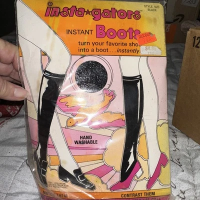 Vtg Womens Insta-Gators Instant Boots Turn Shoes Into Boots! Black Size 8 1/2-11 - Image 1 of 4