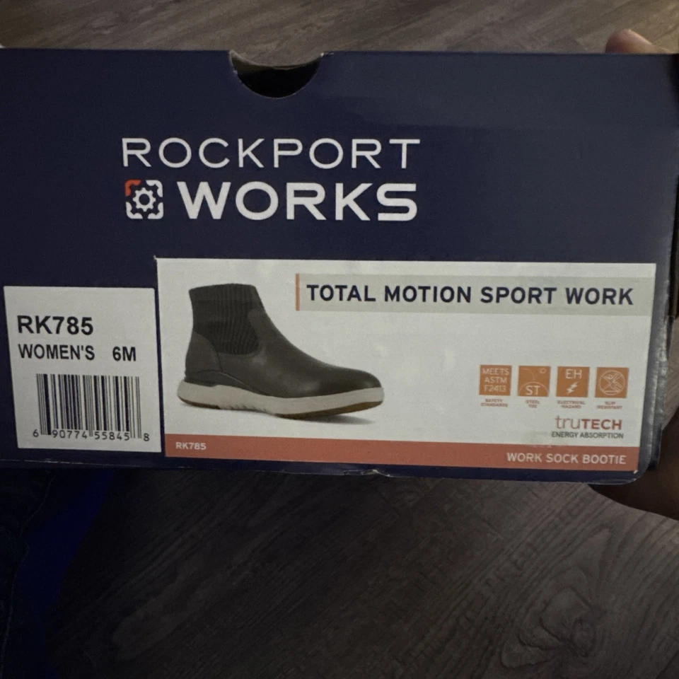 Bota de trabajo Rockport Works para mujer Total Motion Sport punta de acero negra talla 10,5 Foto 1 de 2