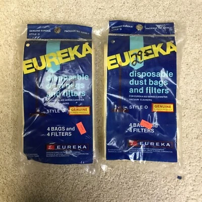 2 VINTAGE EUREKA DISPOSABLE DUST BAGS AND FILTERS ) 4 ) ~ STYLE O 822 SERIES - Image 1 of 3