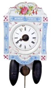 Cartel pendule porcelaine Paris d'époque 19ème porcelain cuckoo clock - Imagen 1 de 12