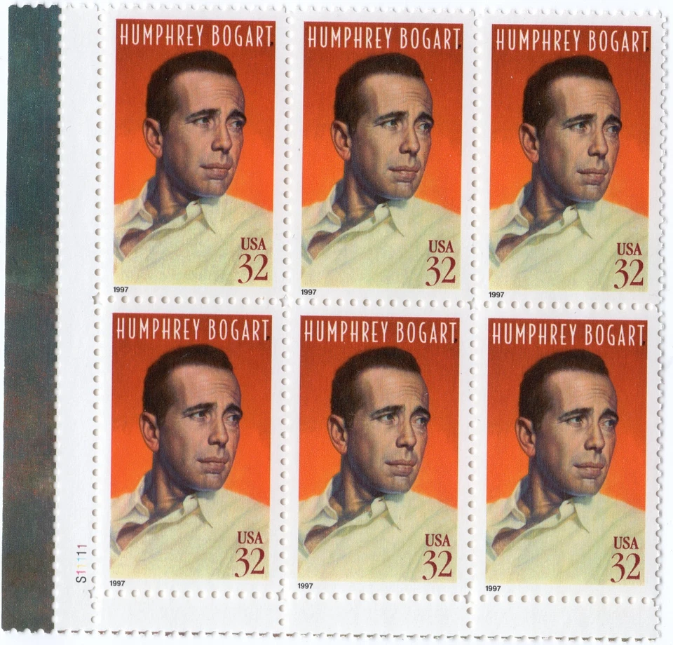 Scott #3152 Humphrey Bogart Plate Block of 6 Stamps - MNH (LL) - Image 1 of 1