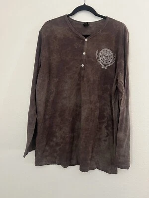 OBEY Henley Shirt Mens Large Gray  Long Sleeve Button Cotton Propaganda Y2K - Image 1 of 4