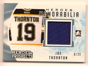 JOE THORNTON 2016-17 LEAF ITG HEROES & PROSPECTS GAME USED JERSEY RELIC /25