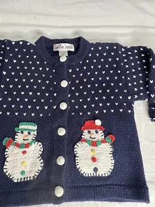 vintage lydia Jane christmas snowman kids sweater size L/6X - Picture 1 of 8