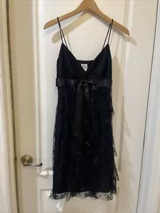 CACHE’ Black Lace Overlay Spaghetti Strap Cocktail Dress NWT Size 2 - Picture 1 of 13
