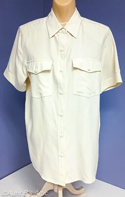 Блузка дамская винтажная 90-е Anna & Frank с карманами шелковая лагерная стильная блузка SS MD - Изображение 1 из 4