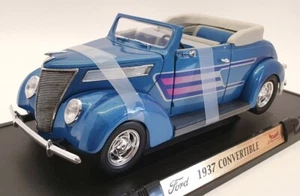 Road Signature 1/18 Scale Model Car 92238 - 1937 Ford Convertible - Blue - Foto 1 di 5