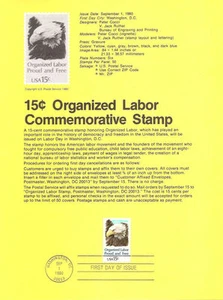 #8015 15c Labor Stamp - Scott #1831 USPS Souvenir Page - Picture 1 of 1